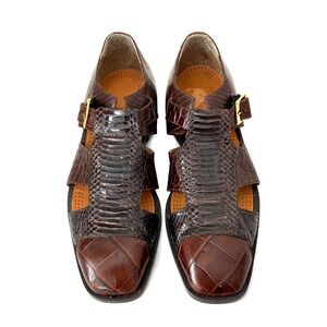 Stacy Adams Tacco Comfort Snake/Leather Cognac Sandals Shoes Men Sz 11 Germany